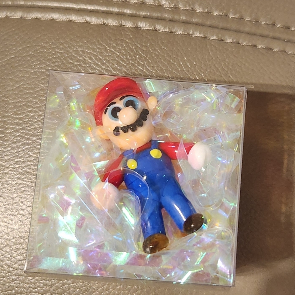 Mario Glass Figurine with Signature Red and Blue Outfit
